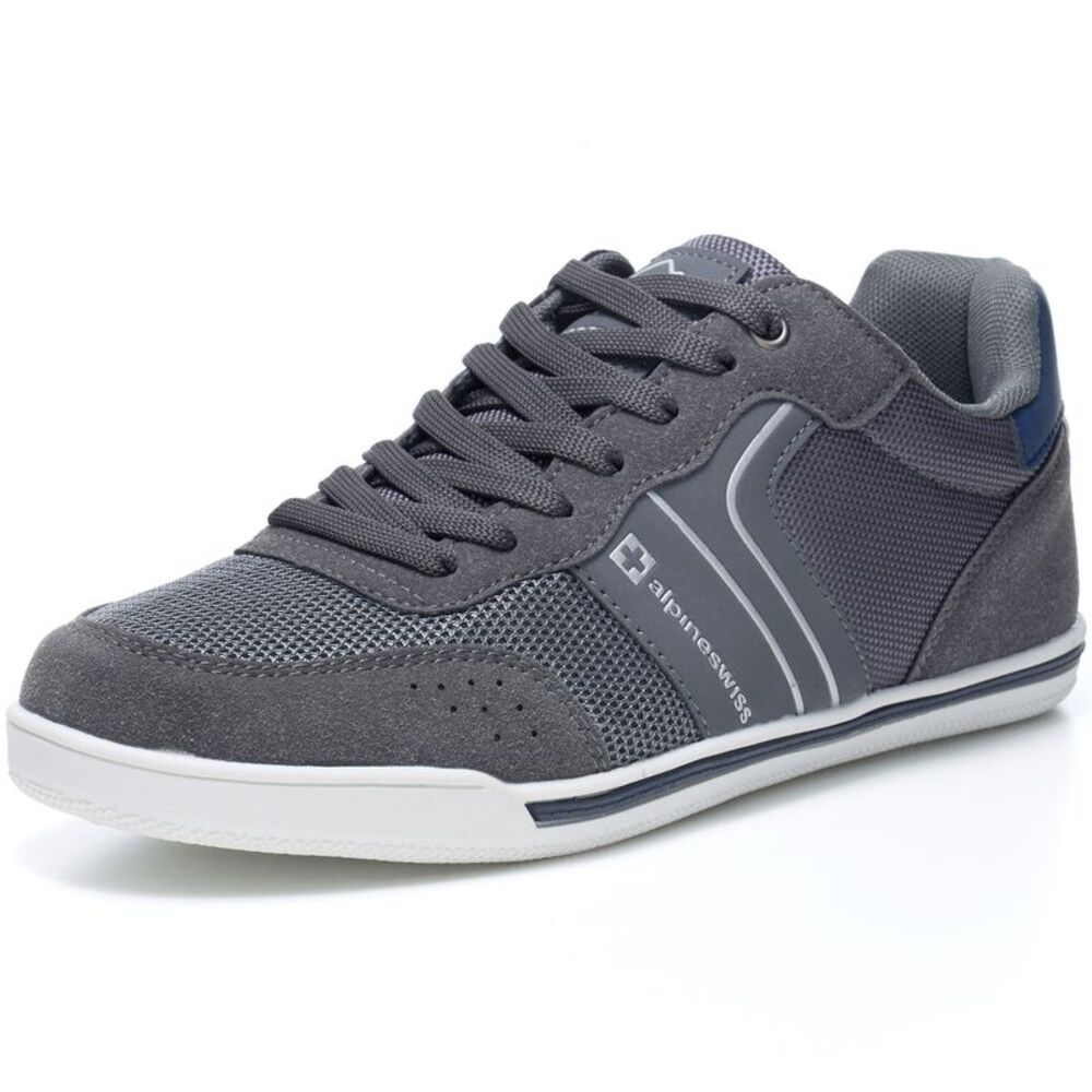Alpine Swiss Liam Mens Fashion Sneakers Suede Trim Low Top Lace Up Tennis Shoes